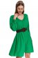 Zöld rövid harang alakú ruha gumirozott derékrésszel vékony anyagból 5 - StarShinerS.hu