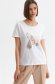 Fehér casual bő szabású pamutból készült póló nyomtatott mintával 2 - StarShinerS.hu