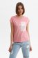 Pink casual bő szabású pamutból készült póló nyomtatott mintával 1 - StarShinerS.hu