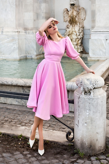 Alkalmi ruhák, Pink StarShinerS elegáns midi harang ruha rugalmas szövetből - StarShinerS.hu