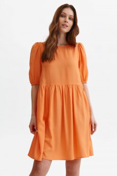 Narancssárga rövid bő szabású ruha kerekített dekoltázssal